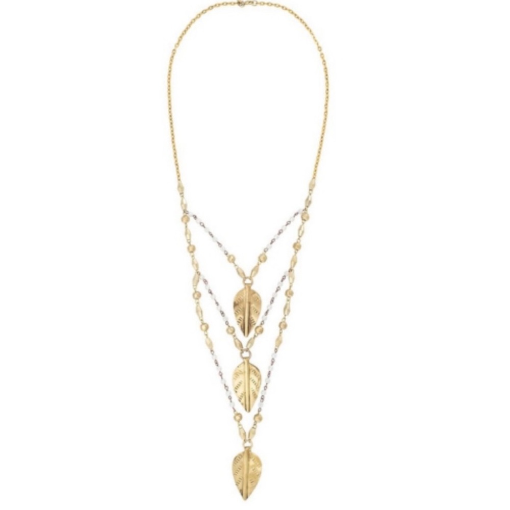 VANESSA MOONEY *San Antonio* brass leaf motif boho necklace aso Kendall Jenner